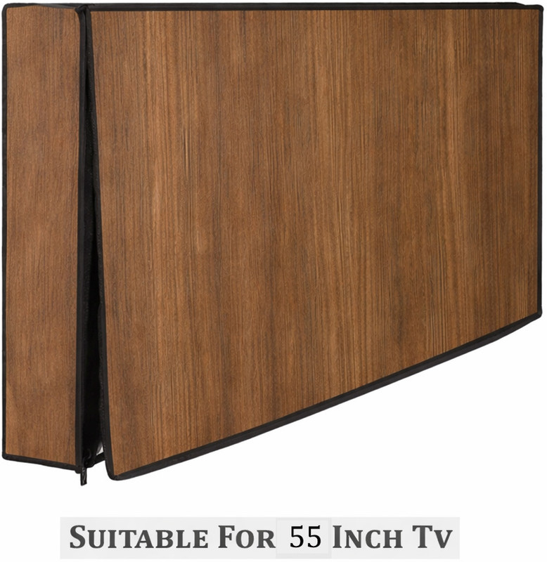 Declooms Dustproof TV Cover for 55 inch LED | TV - Mica Print Tv Led Cover(Brown)