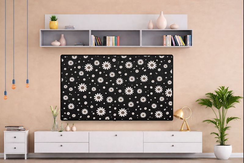 VIMALTRADERS Premium LED COVER 43 Inch Led TV Waterproof & Dustproof – Printed & Stylish for 43 inch For :- (Samsung::LG::Sony::MI (Xiaomi)::OnePlus::Panasonic::Vu::Onida::Realme)  - LED COVER(Black::White)