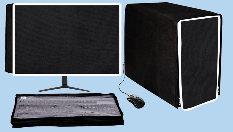 GUTSAV SALES COMPUTER DUST COVER 3 SET 24 INCH for 24 inch MONITER, KEYBOARD, CPU, TV  - DESKTOP COVER 3 SET 24 INCH(Black)