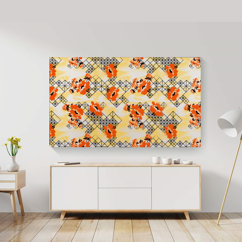 Dream Care Marigold Soft Polyester Elastic Stretchable Printed TV Screen Protector/Cover for 24 inch LED TV - LED Cover 24 Inch(Orange, Yellow)