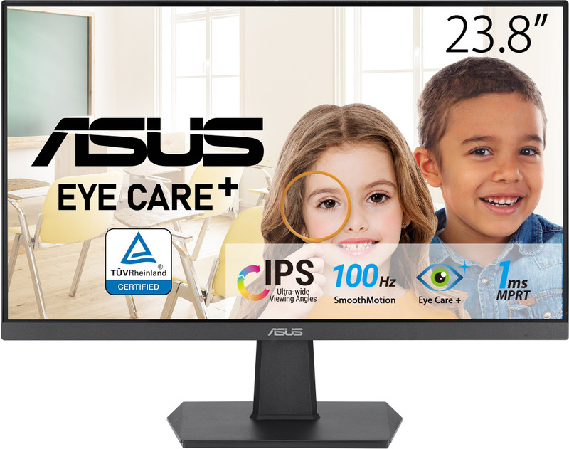 ASUS 60.45 cm (24 inch) Full HD IPS Panel VESA Mountable, Tilt, Low Blue Light, Flicker Free, HDMI Eye Care Plus Gaming Monitor (VA24EHF)(Frameless, Adaptive Sync, Response Time: 1 ms, 100 Hz Refresh Rate)