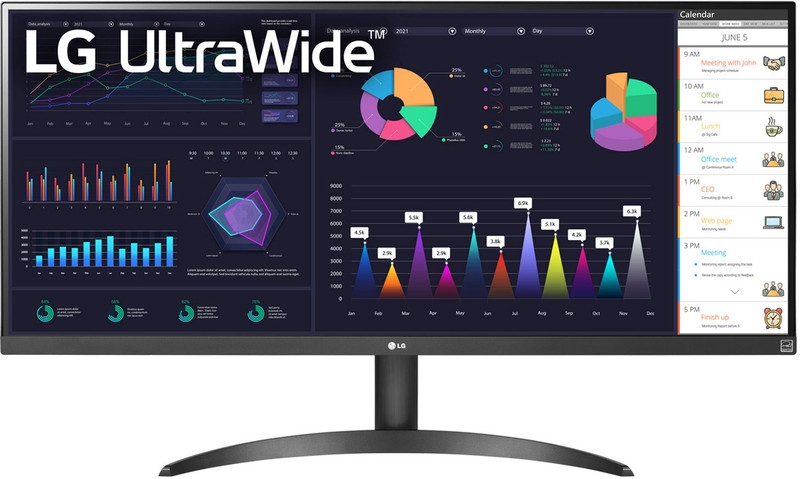 LG ULTRAWIDE 86.36 cm (34 inch) Full HD LED Backlit IPS Panel with VESA DisplayHDR 400, sRGB 99% Color Gamut, HDMI, DisplayPort, 3-Side Virtually Borderless Monitor (34WQ500-BN.ATRDCSN)(AMD Free Sync, Response Time: 5 ms, 100 Hz Refresh Rate)