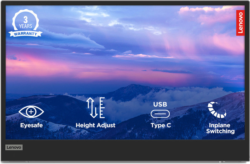 Lenovo L-Series 38.1 cm (15 inch) Full HD IPS Panel with Height Adjustable Stand, Custom Artery, Type-C Port, 860 Grams, Home & Office use, UltraSlim Mobile Monitor (L15)(Response Time: 6 ms, 60 Hz Refresh Rate)