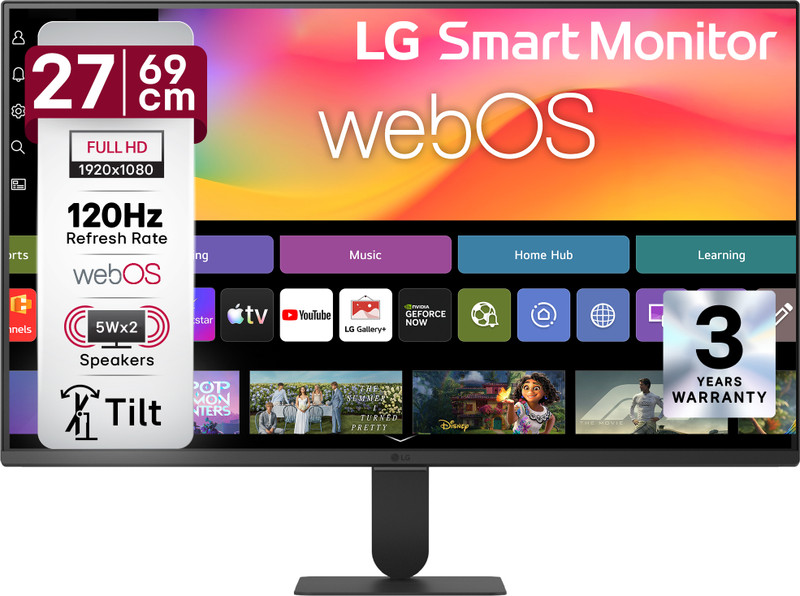 LG Smart AI 69.01 cm (27 inches) Full HD IPS Panel Monitor (27U511SB-B)(Response Time: 5 ms, 120 Hz Refresh Rate)
