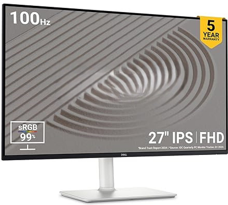 DELL 68.58 cm (27 inch) Full HD LED Backlit IPS Panel with Built-In 5W Dual Speaker, 99% sRGB(typical), Ficker Free, Brightness: 300 nits (typical), 1500:1 Contrast Ratio, Ports: 2x HDMI, Tilt/Swivel/Pivot/Height Adjustable Monitor (S2725HS)(Response Time: 4 ms, 100 Hz Refresh Rate)