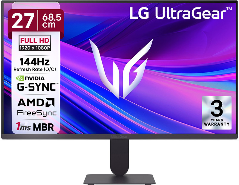 LG UltraGear 60.96 cm (24 inch) Full HD IPS Panel 24-inch FHD (1920x1080) IPS display, 120Hz (O/C 144Hz) refresh rate / 1ms MBR, NVIDIA G-SYNC Compatible / AMD FreeSync Premium Pro Monitor (24G411A-BB.ATREMVL)(NVIDIA G Sync, Response Time: 5 ms, 144 Hz Refresh Rate)