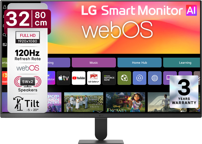 LG Smart AI 81.28 cm (32 inch) Full HD VA Panel Monitor (32U501SB-B)(Response Time: 5 ms, 120 Hz Refresh Rate)