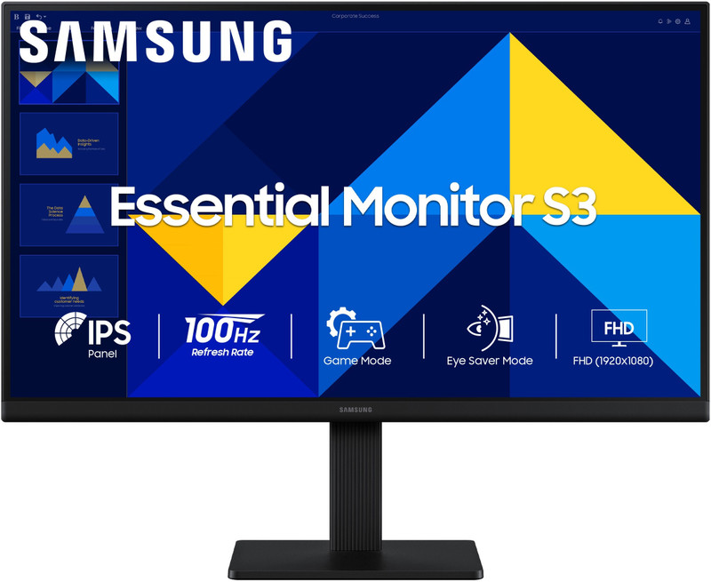 Samsung Essential Series S3 68.6 cm (27 inch) Full HD LED Backlit IPS Panel with D-Sub, HDMI Flat Monitor (LS27D300GAWXXL)(Response Time: 5 ms, 100 Hz Refresh Rate)