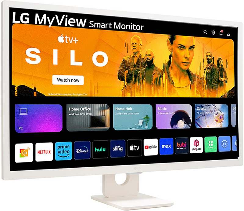 LG 32SR50F-W MyView Smart Monitor WITH WEB OS 81.28 cm (32 inch) Full HD LED Backlit IPS Panel Monitor (Built in Speakers,Wifi & Bluetooth, Smart TV Apps with Remote Control, 99% sRGB))(Response Time: 5 ms, 60 Hz Refresh Rate)