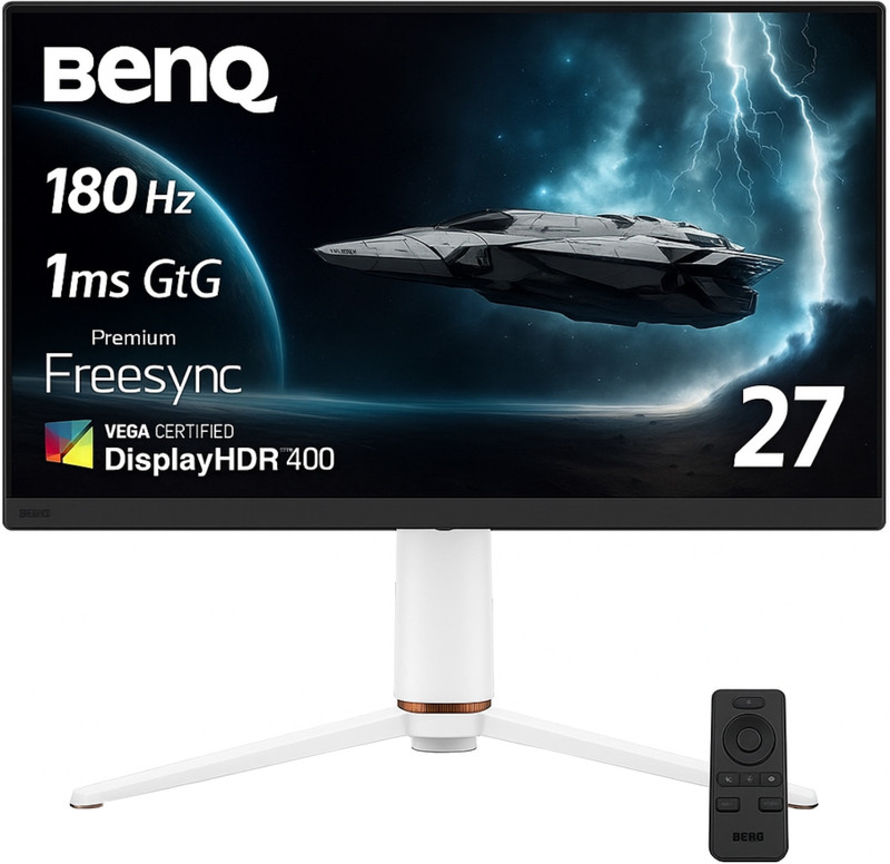 BenQ MOBIUZ EX271 68.58 cm (27 inch) Full HD LED Backlit IPS Panel with VESA Display HDR400, DP 1.2, HDMI 2.0, USB Hub, 95% P3, Game Optimized Color, 2.5WX2 Speakers Gaming Monitor (MOBIUZ EX271)(AMD Free Sync, Response Time: 1 ms, 180 Hz Refresh Rate)