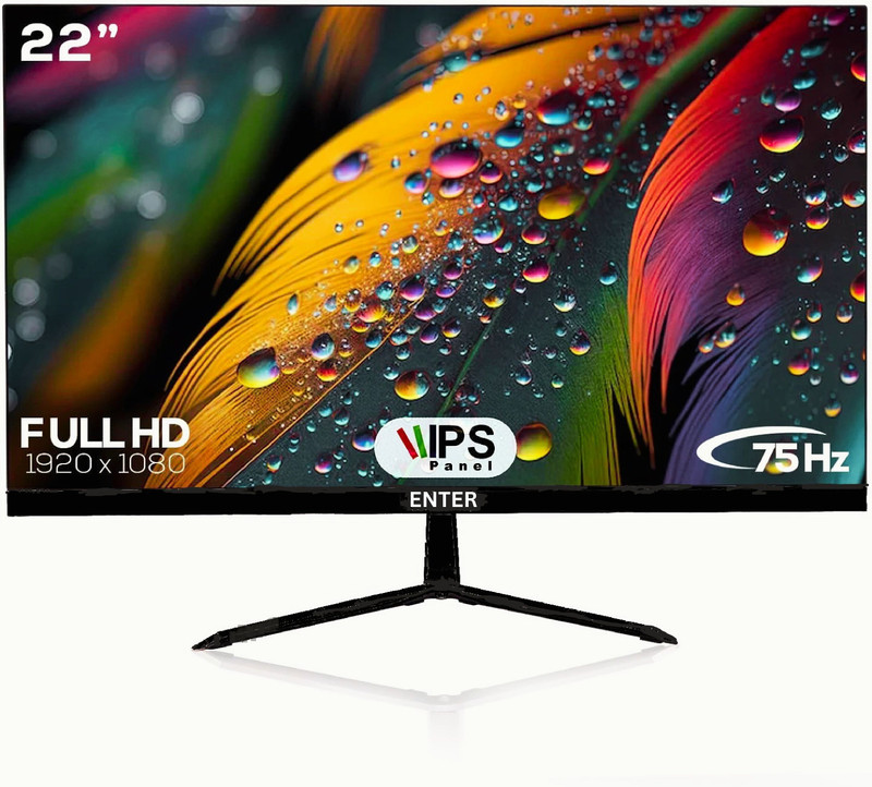 Enter 22 Inch Border Less 55.88 cm (22 inch) HD LED Backlit IPS Panel Gaming Monitor (22 INCH BORDER LESS)(Response Time: 5 ms, 75 Hz Refresh Rate)
