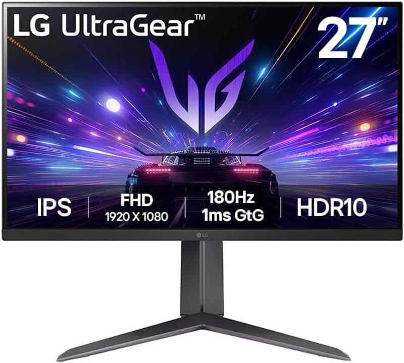 LG ULTRAGEAR 68.58 cm (27 inch) Full HD LED Backlit IPS Panel Gaming Monitor (27GS65F-(1920 X1080)-99%sRGB,HDMI,DP,NVIDIA G-Sync Compatible,HDR10,Height,Pivot)(Frameless, AMD Free Sync, Response Time: 1 ms, 180 Hz Refresh Rate)