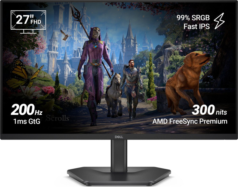 DELL SE Series 68.58 cm (27 inch) Full HD IPS Panel with HDR 10, 300nits, 1000:1 Contrast, 99% Srgb, Tilt, 2 HDMI 2.1 TDMS(supports HDMI VRR),DP 1.4, 3side narrow bezels Gaming Monitor (SE2725HG)(AMD Free Sync, Response Time: 1 ms, 200 Hz Refresh Rate) - 41% off at DetectaDeal