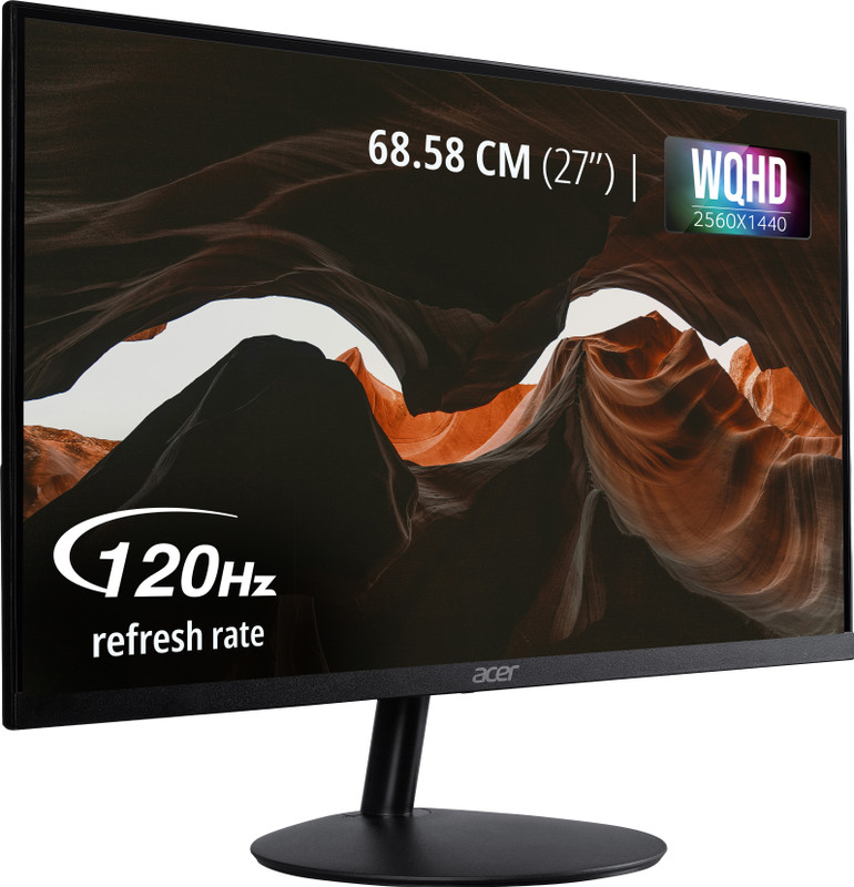Acer SA272 UG BLACK 68.58 cm (27 inch) WQHD LED Backlit IPS Panel with ZeroFrame Ultra-Thin (7.2mm) Design, Eye Care, HDMI 2.0, DisplayPort Monitor (SA272 UG BLACK)(Adaptive Sync, Response Time: 1 ms, 120 Hz Refresh Rate)