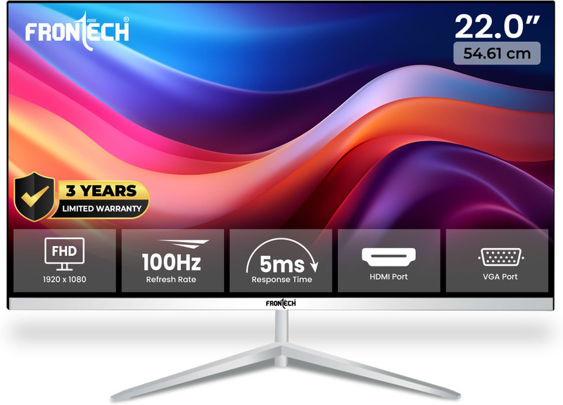 Frontech Ultima Series DUAL PORTS HDMI & VGA 60.96 cm (24 inch) Curved Full HD LED Backlit VA Panel Monitor (MON-0080)(Adaptive Sync, Response Time: 5 ms, 100 Hz Refresh Rate)
