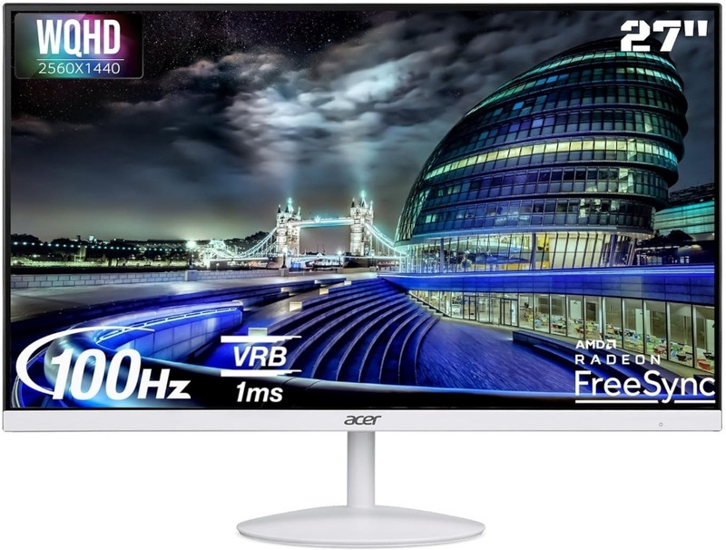 Acer 68.58 cm (27 inch) WQHD LED Backlit IPS Panel with HDR10, 2X1W Inbuilt Speakers, Flicker , Blue Light Shield, Ultra Thin Monitor (SA272U)(Frameless, AMD Free Sync, Response Time: 1 ms, 120 Hz Refresh Rate)