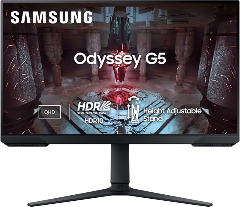 Samsung Odyssey G5 68.58 cm (27 inch) Quad HD VA Panel with HDR10, Height Adjustable Stand, Flat Gaming Monitor (LS27CG510EWXXL)(AMD Free Sync, Response Time: 1 ms, 165 Hz Refresh Rate)