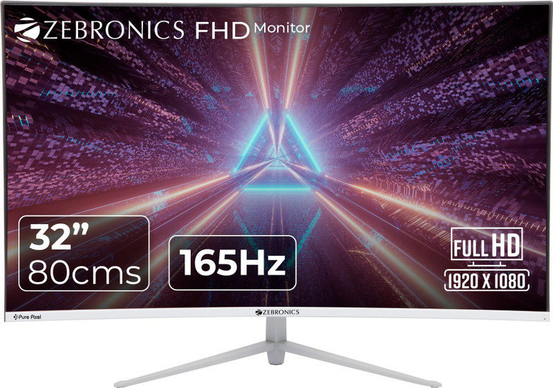 ZEBRONICS 81.28 cm (32 inch) Curved Full HD VA Panel 80 cm, Wall Mountable, Slim Gaming Monitor (ZEB-AC32FHD LED)(Response Time: 12 ms, 165 Hz Refresh Rate)