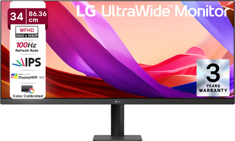 LG UltraWide 86.36 cm (34 inch) WFHD IPS Panel 34-inch 21:9 WFHD (2560x1080) IPS Display, 3-Side Virtually Borderless Design, sRGB 99% (Typ.), Colour Calibrated in factory, 400nits (Typ.) Brightness / VESA DisplayHDR 400, 100Hz Refresh Rate, 1ms MBR Monitor (34U511A-BA.ATRDMSL)(Dynamic Action Sync,