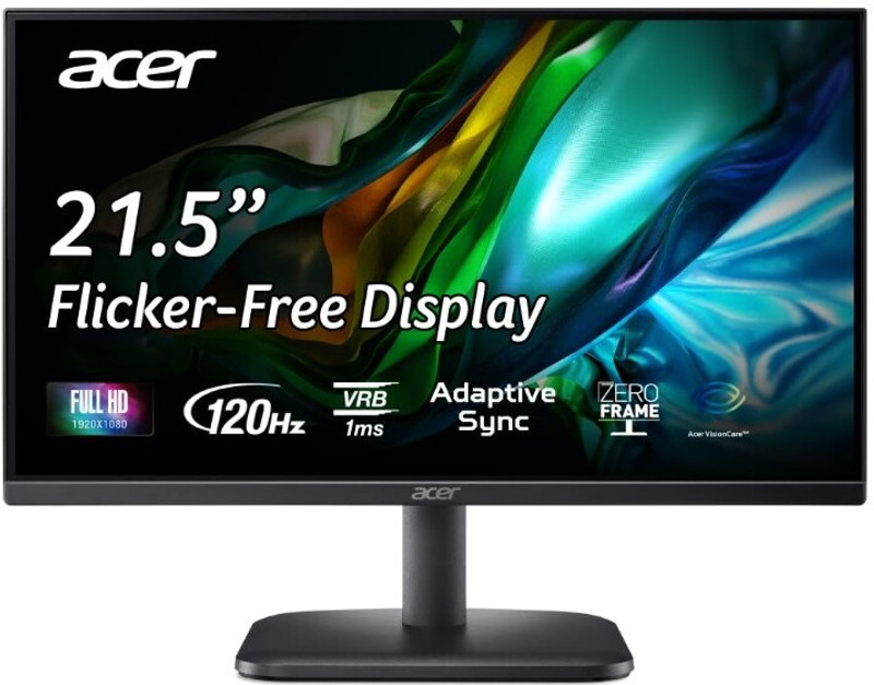 Acer 54.61 cm (22 inch) Full HD VA Panel Monitor (EK220Q J0 Black I Eye Care)(Adaptive Sync, Response Time: 1 ms, 120 Hz Refresh Rate) - 30% off at DetectaDeal