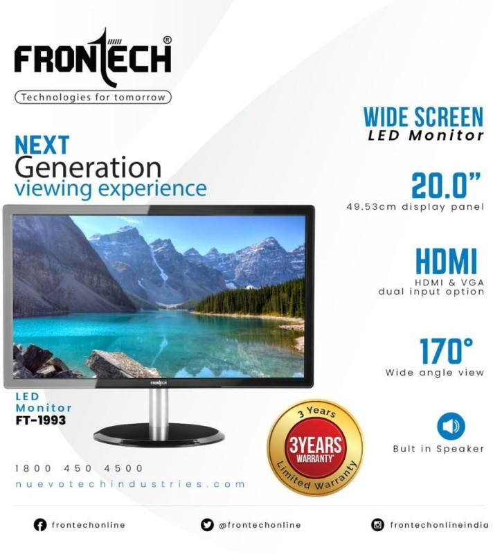 Frontech 20 inch HD Monitor (FT-1993)  (Response Time: 5 ms)