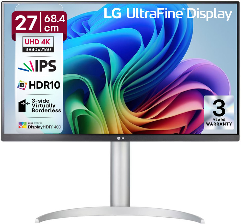 LG ULTRAFINE 68.58 cm (27 inch) 4K Ultra HD LED Backlit IPS Panel with VESA DisplayHDR 400, Ergonomic Stand, 3-side virtually borderless design Monitor (27UP650K-WA.ATRFCSN)(AMD Free Sync, Response Time: 5 ms, 60 Hz Refresh Rate)