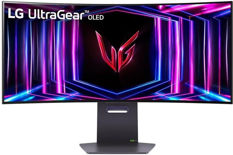 LG UltraGear 99.06 cm (39 inch) Curved UWQHD LED Backlit OLED Panel with 800R Curvature, 1.5M:1 Contrast Ratio, HDR True Black 400, AMD Free Sync Compatible, Height/Tilt/Swivel Stand Gaming Monitor (39GS95QE-BB.ATRLMUN)(NVIDIA G Sync, Response Time: 0.03 ms, 240 Hz Refresh Rate)