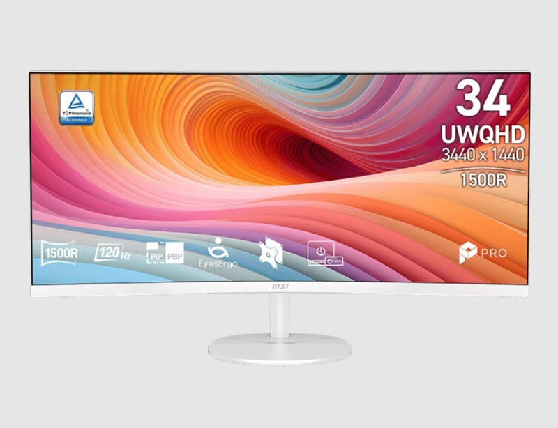 MSI 86.36 cm (34 inch) Curved HD VA Panel Monitor (PRO MP341CQW E12)(Adaptive Sync, Response Time: 1 ms, 120 Hz Refresh Rate)