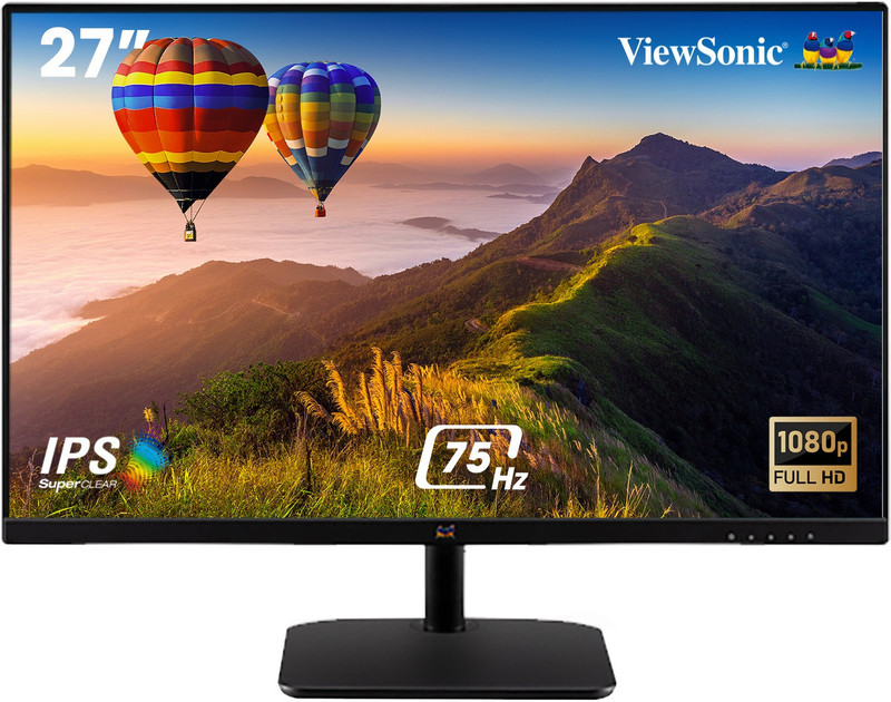 ViewSonic 68.58 cm (27 inch) Full HD LED Backlit IPS Panel with VGA, HDMI, Audio Out, External Power Adaptor, View Mode, Flicker Free Monitor (VA2732-H)(Frameless, Response Time: 4 ms, 75 Hz Refresh Rate)