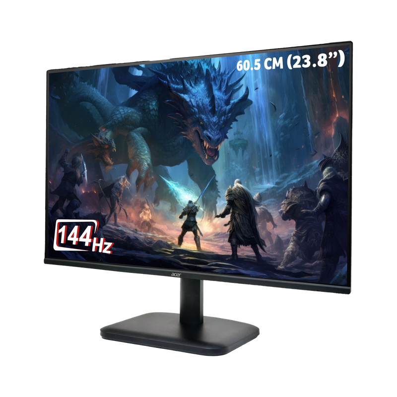 Acer EK-Series 60.45 cm (24 inch) Full HD LED Backlit IPS Panel with 250 Nits Brightness, HDMI & VGA Ports with HDMI Cable, Eye Care Gaming Monitor (EK240Y)(Frameless, AMD Free Sync, Response Time: 1 ms, 144 Hz Refresh Rate)