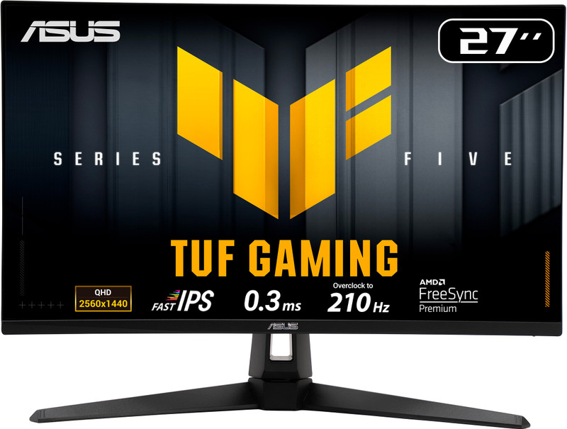 ASUS TUF 68.58 cm (27 inch) Quad HD LED Backlit IPS Panel Gaming Monitor (TUF Gaming VG27AQ5A Monitor 27 QHD(2560x1440), 210Hz(OC) Fast IPS, 0.3ms)(Response Time: 1 ms, 210 Hz Refresh Rate)