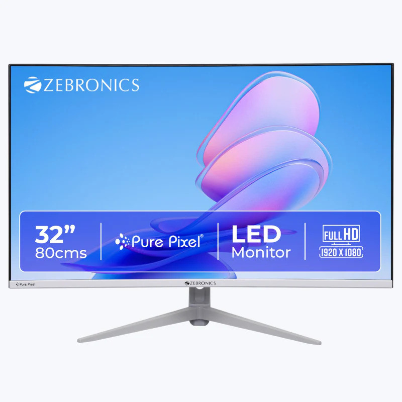 ZEBRONICS 81.28 cm (32 inch) Curved Full HD IPS Panel Monitor (Zeb EA320 (100Hz) Monitor with HDMI + VGA Dual Input, Built-in Speaker, 250 Nits)(Response Time: 4.5 ms, 100 Hz Refresh Rate)