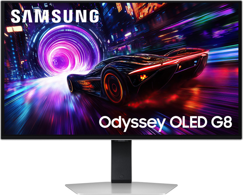 Samsung Odyssey G8 81.28 cm (32 inch) 4K Ultra HD LED Backlit OLED Panel with HDR10+, Safeguard Plus, Height Adjustable Stand, Glare Free Flat Gaming Monitor (LS32FG810SWXXL)(AMD Free Sync, Response Time: 0.03 ms, 240 Hz Refresh Rate)