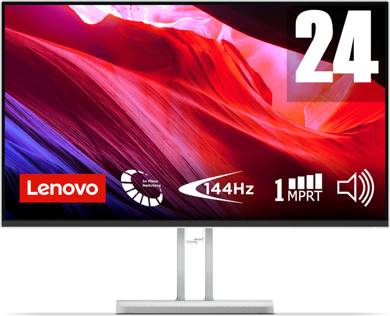 Lenovo L Series 60.96 cm (24 inch) Full HD IPS Panel with 2x3W Speakers, 99%sRGB, 1x HDMI 1.4, 1x VGA, Tilt, Ultraslim Monitor (L24-4C)(AMD Free Sync, Response Time: 1 ms, 144 Hz Refresh Rate)