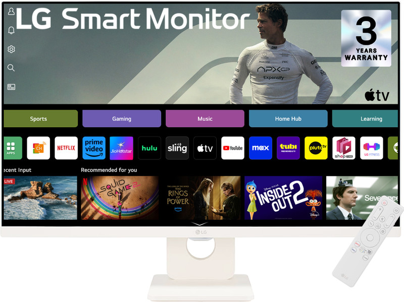 LG 80.01 cm (32 inch) Full HD IPS Panel with webOS, Apple AirPlay 2, HomeKit compatibility, 5Wx2 speakers, Magic remote compatible Smart Monitor (32SR50F-WA.ATREMSN)(Response Time: 5 ms, 60 Hz Refresh Rate)