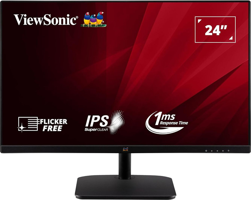 ViewSonic SuperClear 60.96 cm (24 inch) WXGA IPS Panel Monitor (VA2432-H,1920 x 1080, AntiGlare, Flicker Free, Srgb 105%, Wall Mount | HDMI, VGA)(Frameless, Response Time: 5 ms, 100 Hz Refresh Rate)