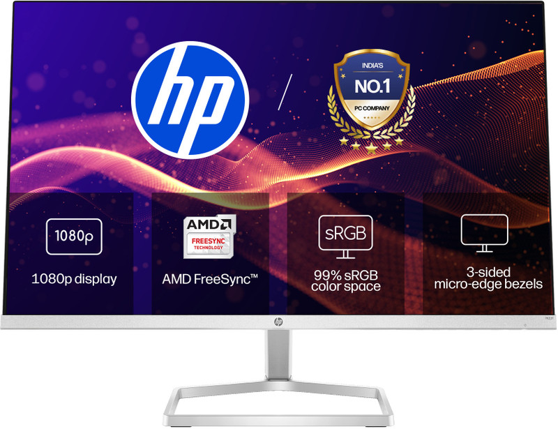 HP M Series 54.61 cm (22 inch) Full HD LED Backlit IPS Panel with Eye Safe Certified, 3-Sided Micro-Edge, AMD Free Sync, 1xVGA, 1xHDMI 1.4, 300 nits Monitor (M22f)(AMD Free Sync, Response Time: 5 ms, 75 Hz Refresh Rate)
