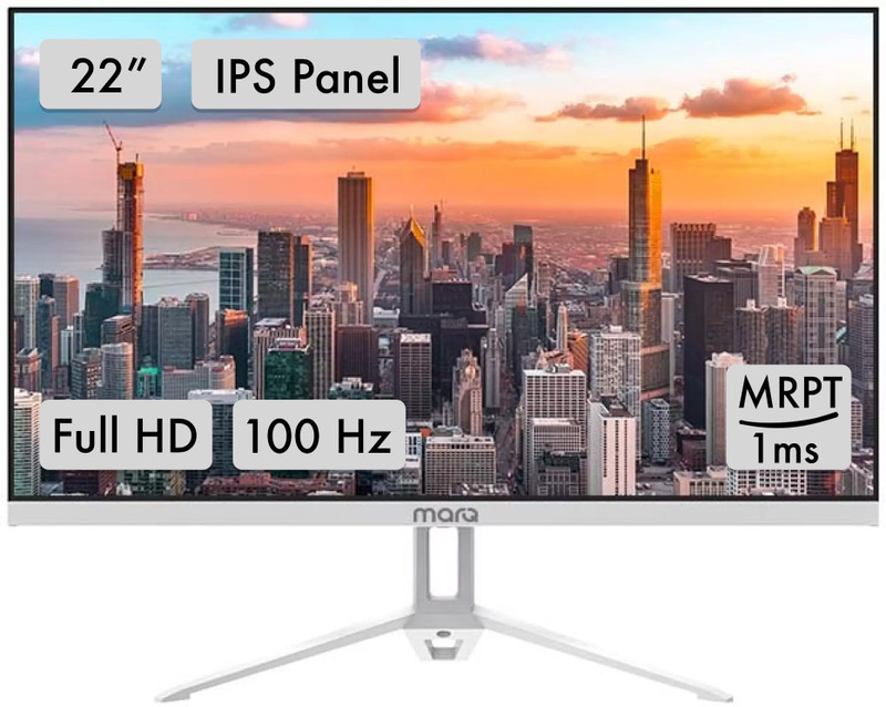 MarQ by Flipkart 54.5 cm (22 inch) Full HD IPS Panel Inbuilt Speakers Monitor (22FHDMEQNNXO)(Adaptive Sync, Response Time: 1 ms, 100 Hz Refresh Rate)
