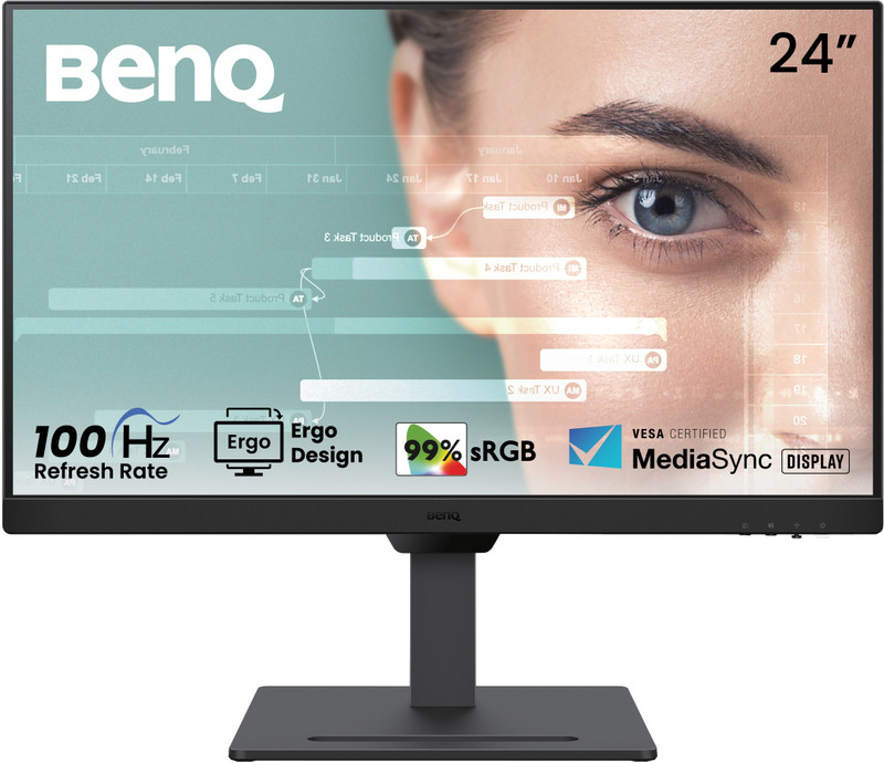BenQ GW2490T 60.96 cm (24 inch) Full HD LED Backlit IPS Panel with 99% sRGB, Height Adjustable, Eye-careU, Dual HDMI, Display Port, Bezel-Less, Eyesafe, VESA MediaSync, Brightness Intelligence, Low Blue Light, Speakers, Wall mountable Monitor (GW2490T)(Response Time: 5 ms, 100 Hz Refresh Rate)
