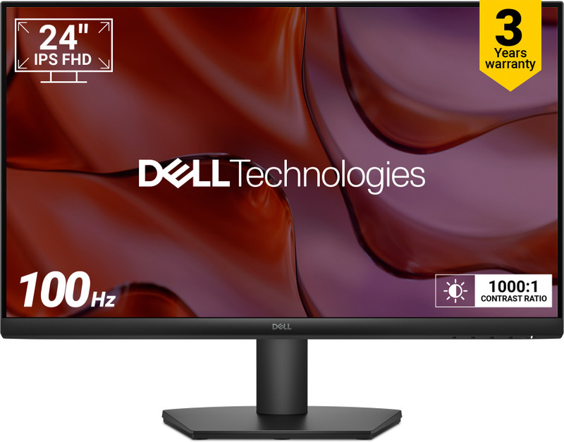 DELL SE-Series 60.96 cm (24 inch) Full HD LED Backlit IPS Panel with Contrast 1,000:1, Tilt Adjustment, 1x HDMI, 1xVGA, 3 Years Warranty, TUV Rheinland 3-star Eye Comfort, Ultra-Thin Bezel Monitor (SE2425HM)(Response Time: 5 ms, 100 Hz Refresh Rate)