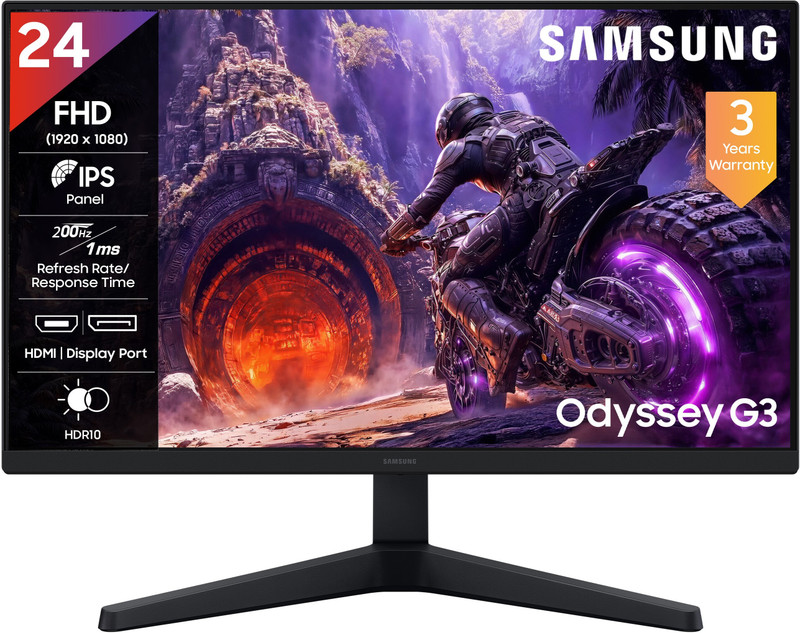 Samsung Odyssey G3 Gaming Monitor 60.96 cm (24 inch) Full HD LED Backlit IPS Panel Gaming Monitor (LS24HG300EWXXL)(Response Time: 1 ms, 200 Hz Refresh Rate)
