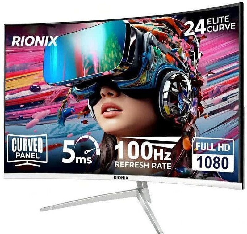rionix 60.96 cm (24 inch) CURVED LED with Speaker Display 60.96 cm (24 inch) HD IPS Panel Gaming Monitor (CURV)(Response Time: 5 ms, 100 Hz Refresh Rate)