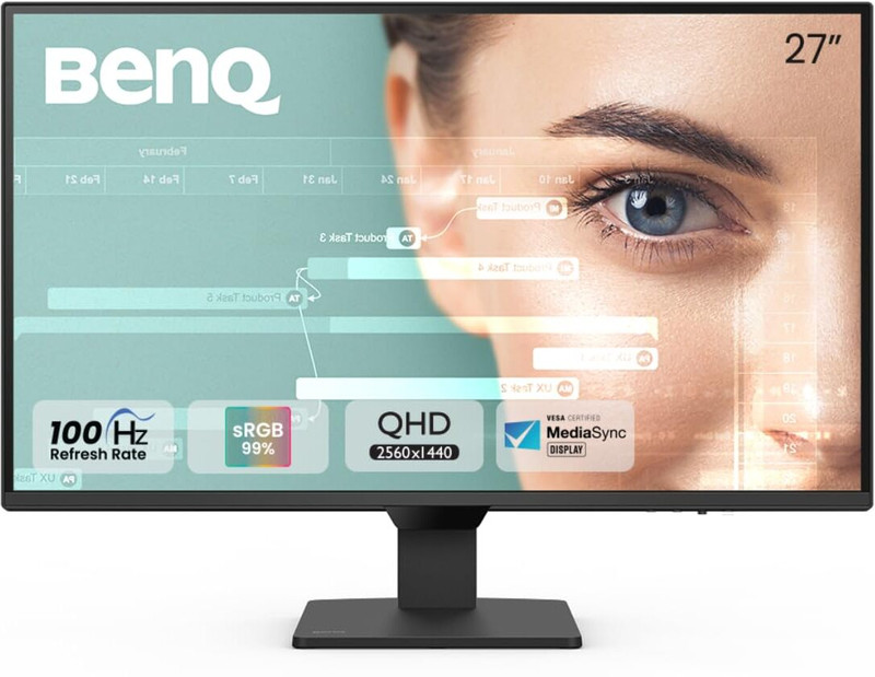 BenQ GW2790Q 68.58 cm (27 inch) Quad HD LED Backlit IPS Panel with 99% sRGB, 1500:1 CR, Eye-careU, Dual HDMI, Display Port, Bezel-Less, VESA MediaSync, B.I., Low Blue Light+, Inbuilt Speakers, VESA Wall mountable Monitor (GW2790Q)(Response Time: 5 ms, 100 Hz Refresh Rate)