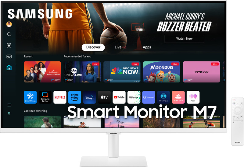 Samsung M7 107.7 cm (43 inch) 4K Ultra HD VA Panel with Mouse &Keyboard Control, OTT Apps, IoT, Office 365, Workout Tracker, Multiple Ports, Adaptive Sound, Speaker, Remote, Bluetooth Smart Monitor (LS43DM700UWXXL)(Response Time: 4 ms, 60 Hz Refresh Rate)