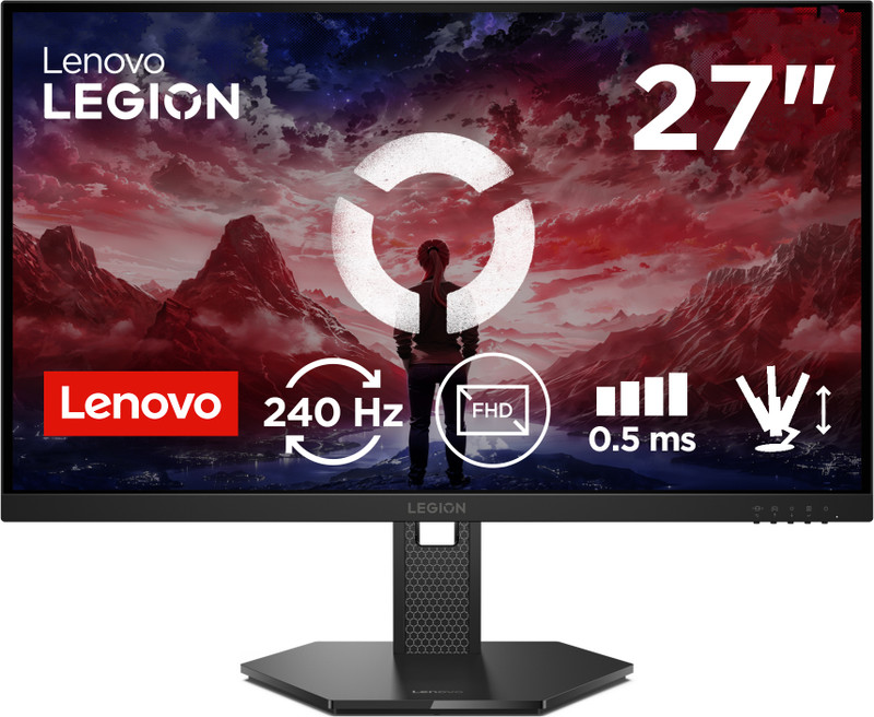 Lenovo Legion Series 68.58 cm (27 inch) Full HD IPS Panel with 99%sRGB, 2xHDMI 2.1 TMDS, 1xDP 1.4, Tilt, Swivel, Pivot, Height Adjust Stand, Gaming Gaming Monitor (Legion 27-10)(Response Time: 0.5 ms, 240 Hz Refresh Rate)