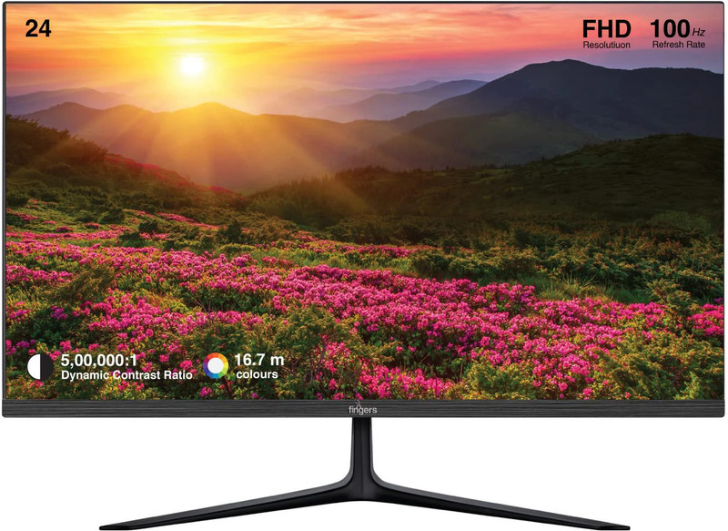 FINGERS Satin 60.45 cm (24 inch) Full HD LED Backlit VA Panel Monitor (The Big Picture)(Frameless, Response Time: 20 ms, 100 Hz Refresh Rate)