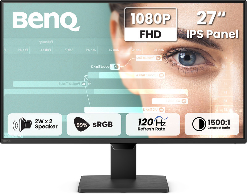 BenQ GW2790P 68.58 cm (27 inch) Full HD LED Backlit IPS Panel with Eye-Care Technology, Brightness Intelligence, Low Blue Light, Flicker-Free, Built-in Speakers, HDMI, DP, Tilt/Height Adjustable Monitor (GW2790P)(Response Time: 1 ms, 120 Hz Refresh Rate)