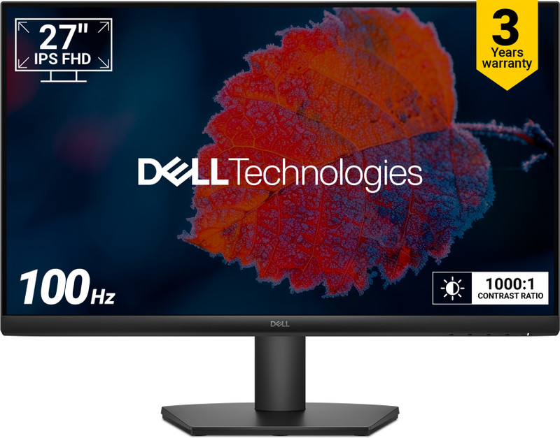DELL SE-Series 68.58 cm (27 inch) Full HD LED Backlit IPS Panel with Contrast 1,000:1, Tilt Adjustment, 1x HDMI, 1xVGA, 3 Years Warranty, TUV Rheinland 3-star Eye Comfort, Ultra-Thin Bezel Monitor (SE2725HM)(Response Time: 5 ms, 100 Hz Refresh Rate)