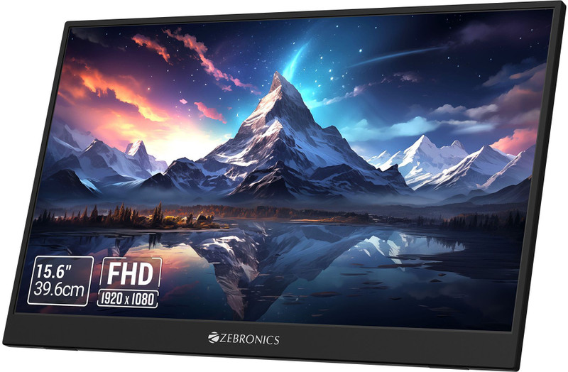 ZEBRONICS 39.62 cm (16 inch) Full HD IPS Panel with 180-degree Adjustable Stand, 16:9 Aspect Ratio, 300Nits brightness, 16.7M Colors, Dual Input - Type C + Mini HDMI, Built-in Speakers Portable Monitor ((Zeb-Pixigo A16 (Zeb-KPM 2)))(Response Time: 25 ms, 60 Hz Refresh Rate)