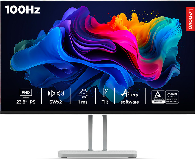 Lenovo L-Series 68.58 cm (27 inch) Quad HD LED Backlit IPS Panel with 99% sRGB, 90% DCI-P3, 2xHDMI 2.1, 1xDP 1.4, Tilt/Swivel/Pivot/Height Adjustable Stand, 3WX2 Inbuilt Speakers, Customization Artery, Smart Display Monitor (L27q-4A)(Response Time: 1 ms, 100 Hz Refresh Rate)